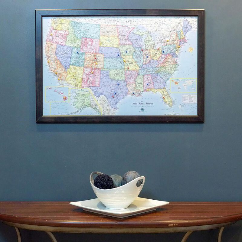 Magnetic Travel Map USA, Blue Ocean, 36x24 image number 1