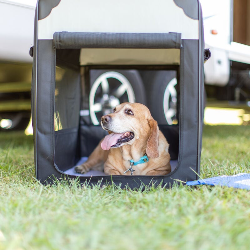 Lippert Collapsible Soft Pet Crate - Large, Black/Grey image number 7