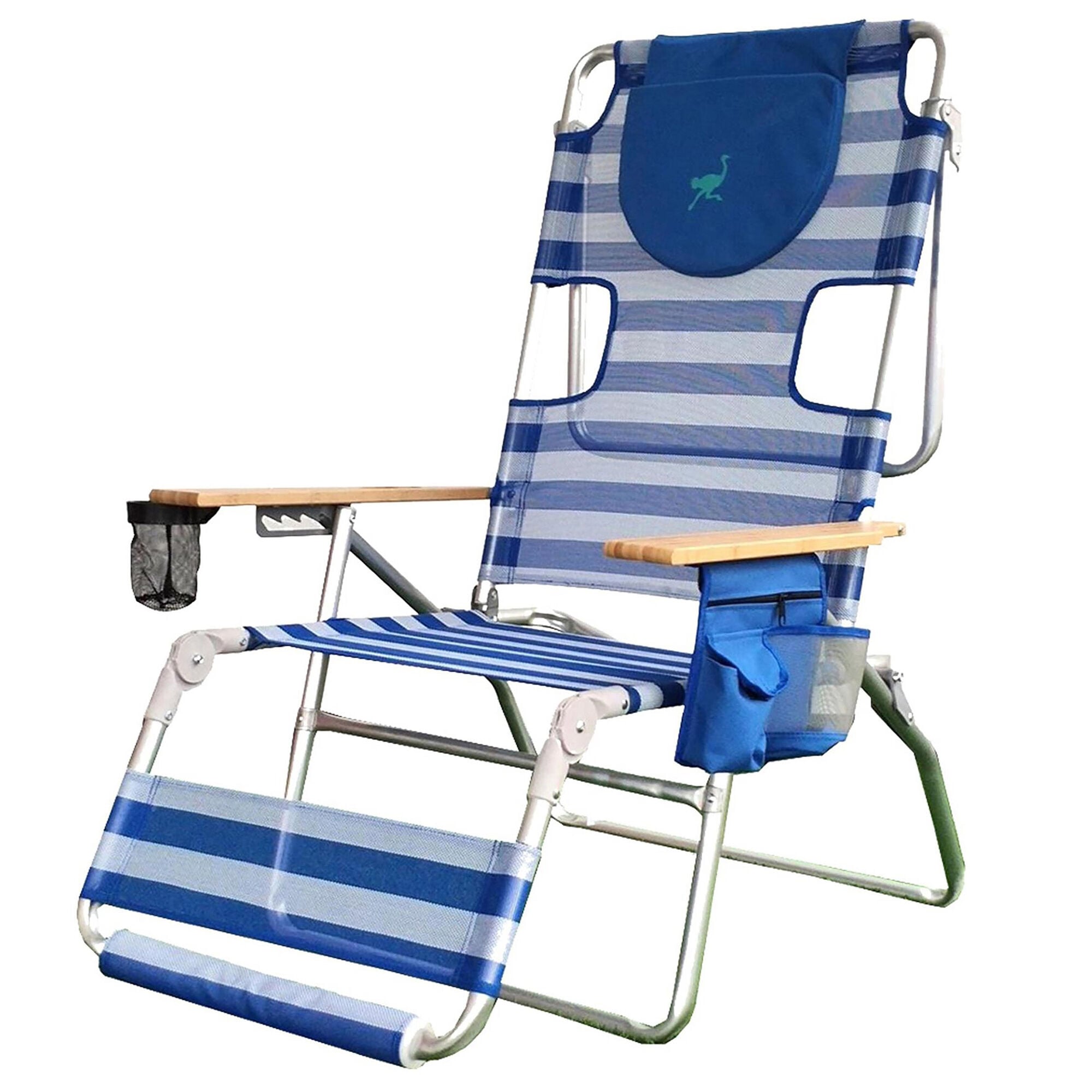 ostrich chaise lounge blue and white striped