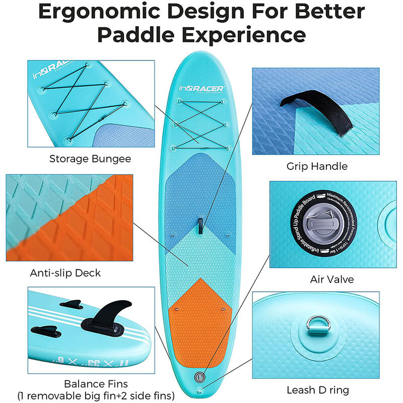 inQracer 11' Inflatable Stand-Up Paddleboard, Green image number 2