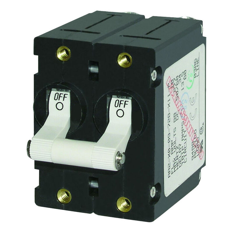 Blue Sea AC Circuit Breaker A-Series Toggle Switch, Double Pole, 10A, White image number 1