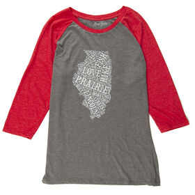 Local Yokel Women&rsquo;s Word Cloud IL Baseball Tee