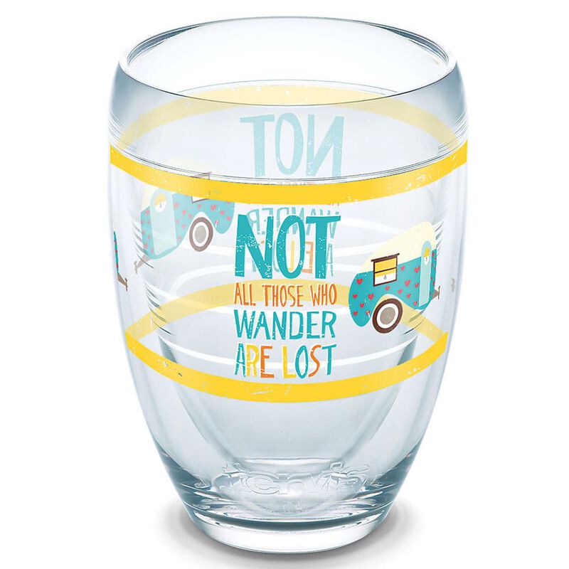 Tervis&reg; Wine Glass, 9 oz., Not All Those Who Wander Are Lost Stemless image number 1