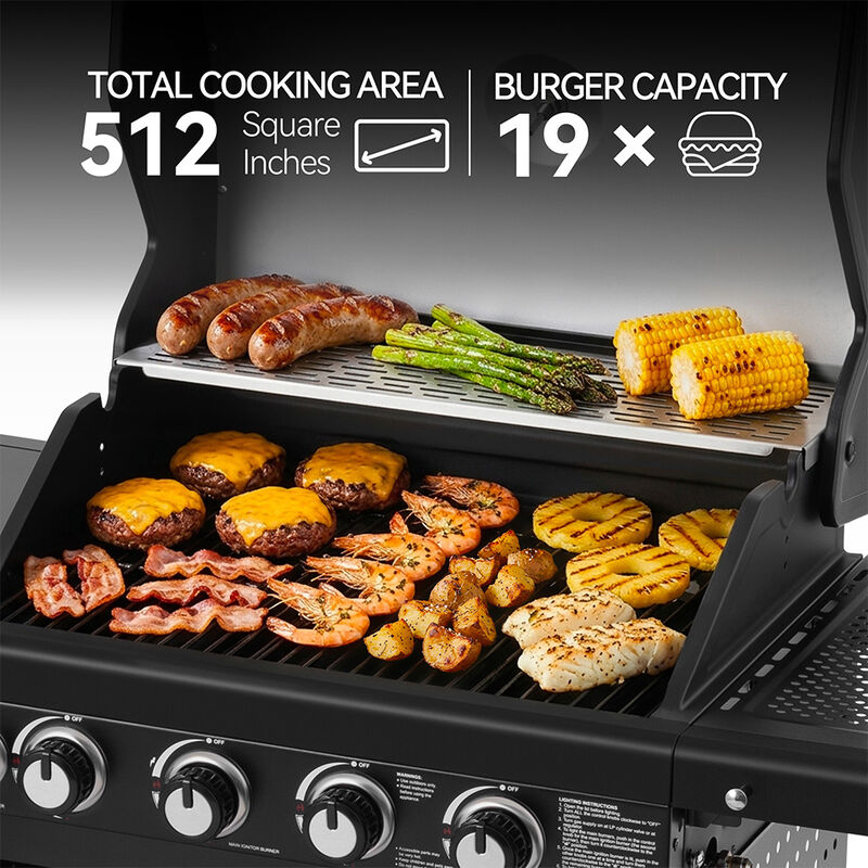 Royal Gourmet OK4002T 4 Burner Gas Grill with Side Burner and Storage Shelves image number 10