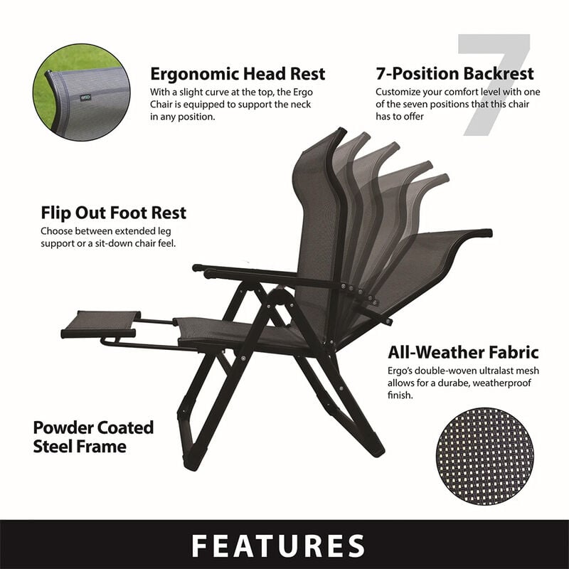 Caravan Canopy Ergo+ Patio Folding Chair image number 7