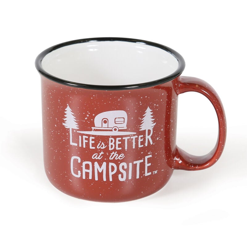 Camco Life is Better at the Campsite Mug, Red Enamel, 14 oz. image number 1