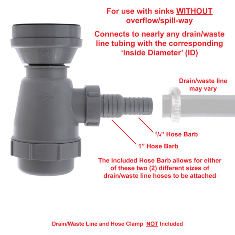 Ambassador Marine 2" Trap Drain with Strainer, Ultra Mirror image number 4