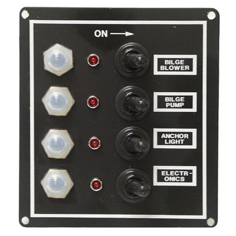 Overton's Waterproof 4-Gang Toggle Switch Panel w/LED Indicators image number 1