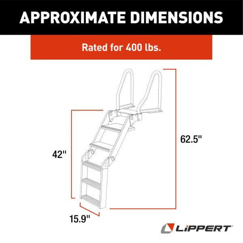 Lippert SureStep Free-Fit Pontoon Ladder, Black Handrails image number 3