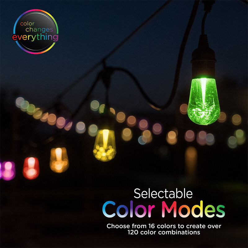 Enbrighten Vintage Seasons LED Color-Changing Cafe String Lights, 24' image number 8