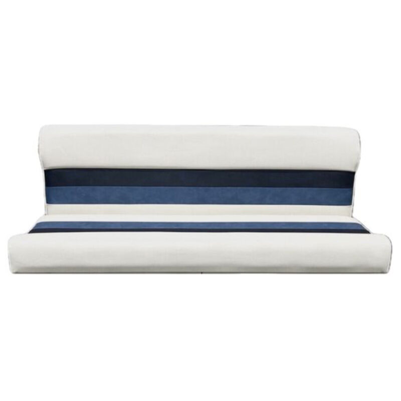 Horizon Manufacturing Premium Series 55" Pontoon Bench Seat Cushion Set "ONLY" - White/Navy/Blue image number 2