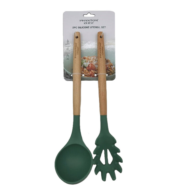 Phantom Chef Silicone Ladle and Pasta Server Set, Green image number 2