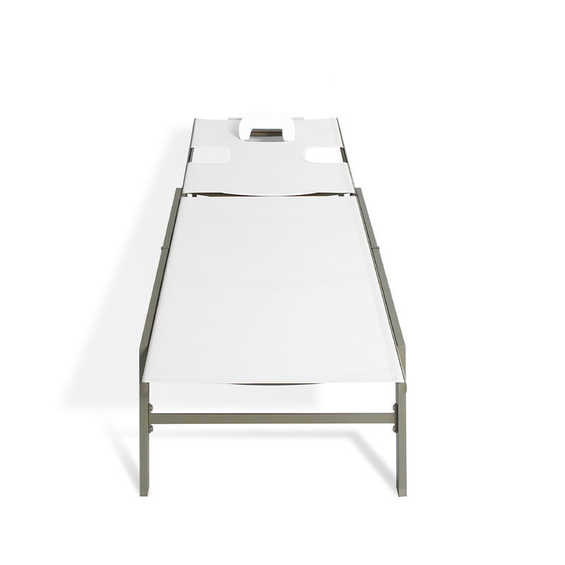 Ostrich Chatham Adjustable Outdoor Patio Chaise Lounger 2-Pack, Tan and White image number 3