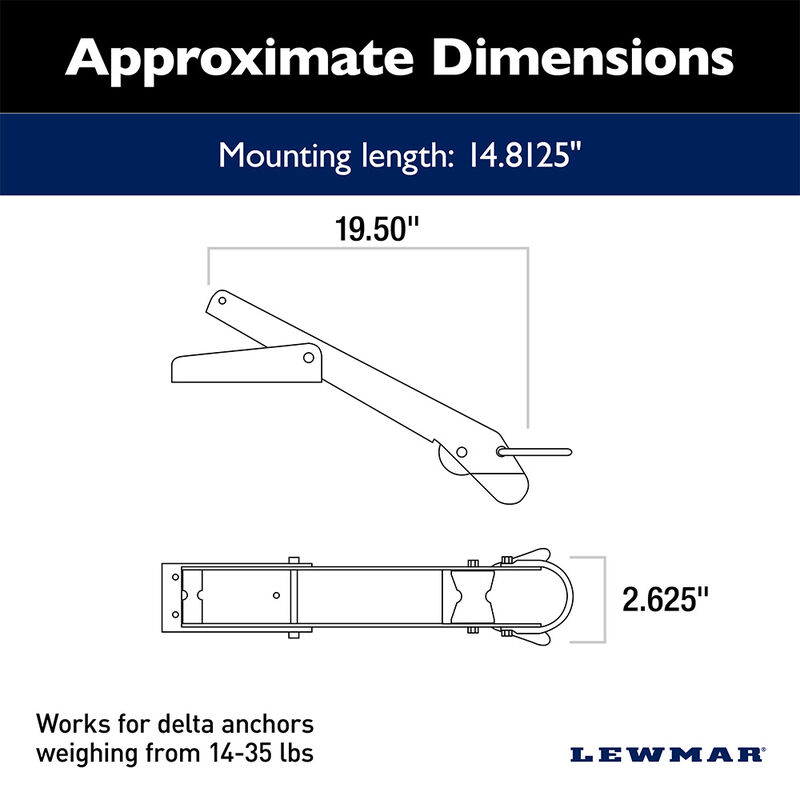 Lewmar Bow Anchor Roller - Delta Type (14-35 lbs.), Shiny image number 2
