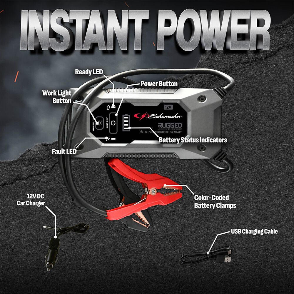 Schumacher SL1612 Rugged Power Pack/2000A 12V Jump Starter