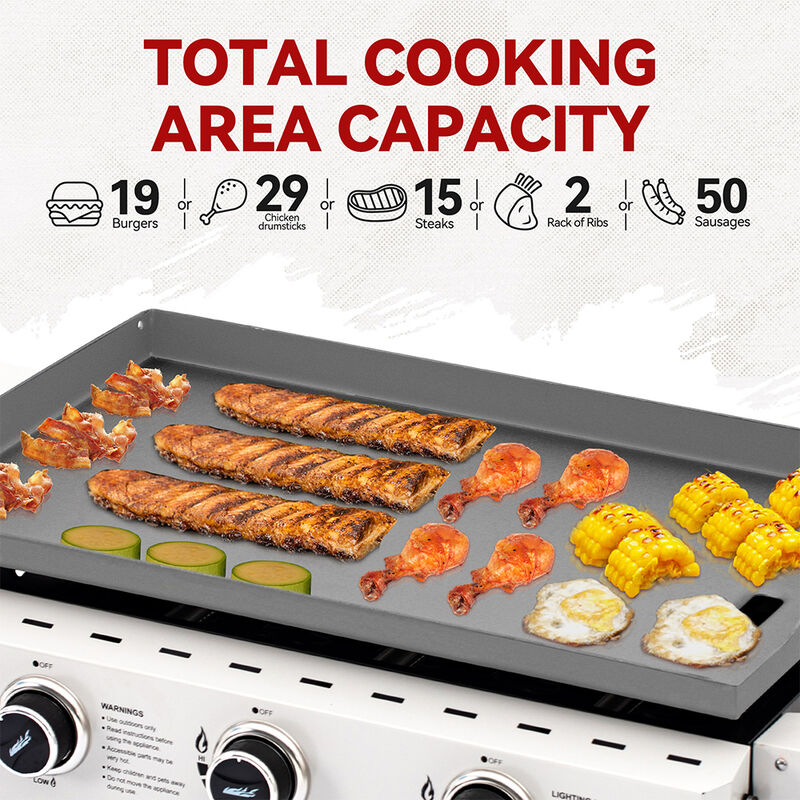 Royal Gourmet 28" 3-Burner Propane Griddle w/ Side Shelves image number 13