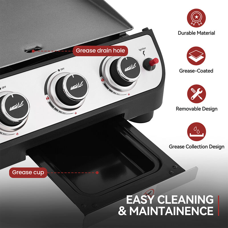Royal Gourmet PD1505S Portable Flat Top Gas Griddle with Hood image number 12
