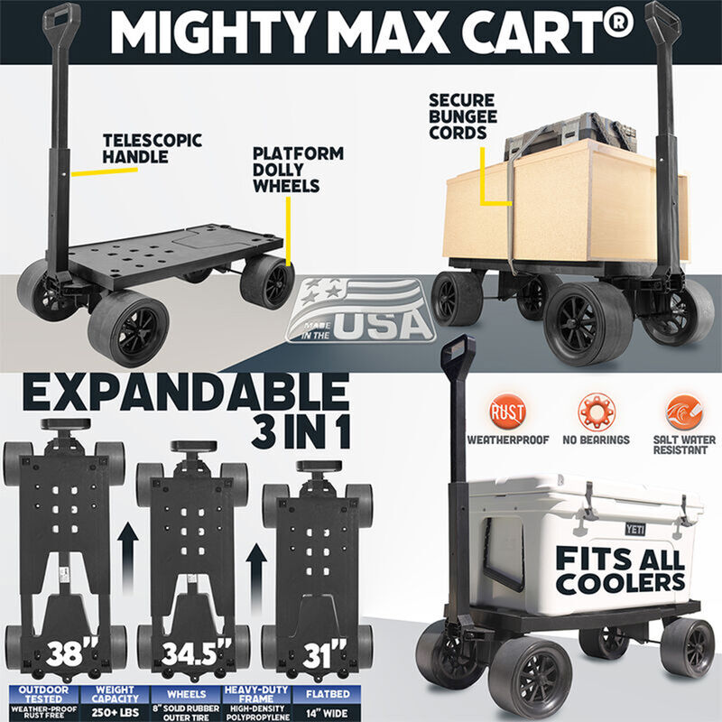 Mighty Max Cart Collapsible Utility Dolly Cart, Camo-Style Tub image number 4