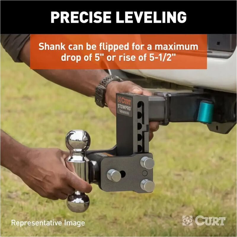 CURT StowPro Adjustable Ball Mount, 5 in Drop, 2-1/2 in Shank, Dual Ball #45971 image number 3
