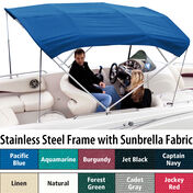 Shademate Sunbrella Stainless 4-Bow Bimini Top 8'L x 54''H 61''-66'' Wide