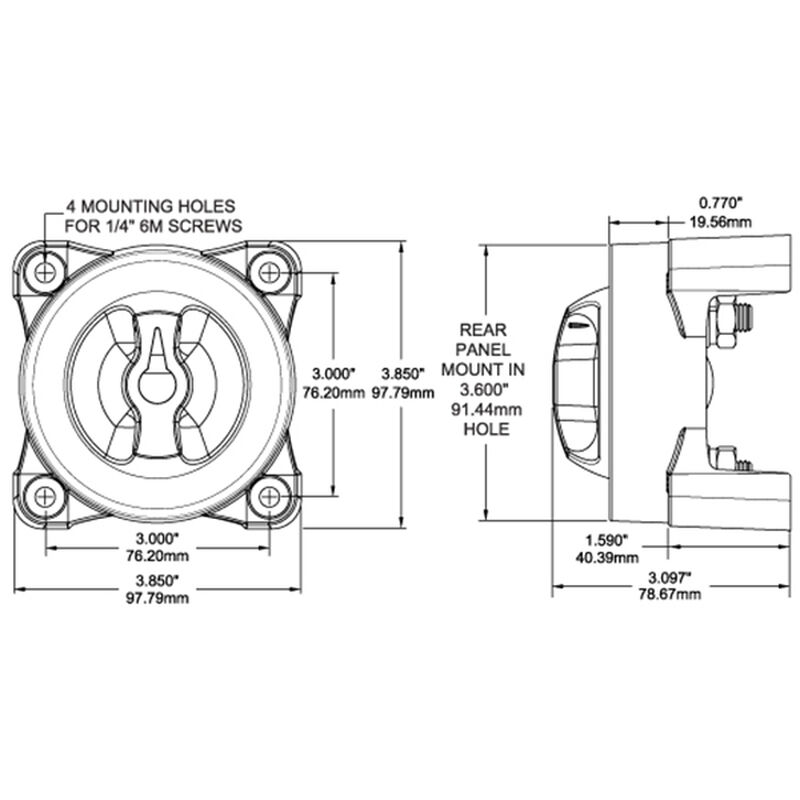 Blue Sea E-Series 3-Position Battery Switch w/Alternator Field Disconnect image number 4