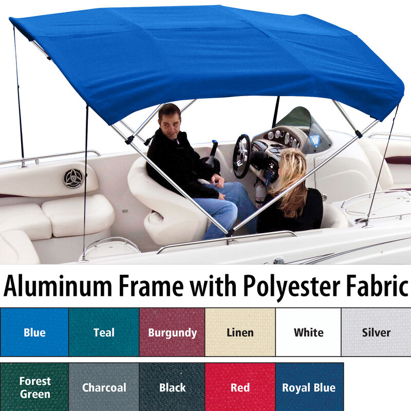 Shademate Polyester 4-Bow Bimini Top, 8'L x 42"H, 54"-60" Wide image number 1
