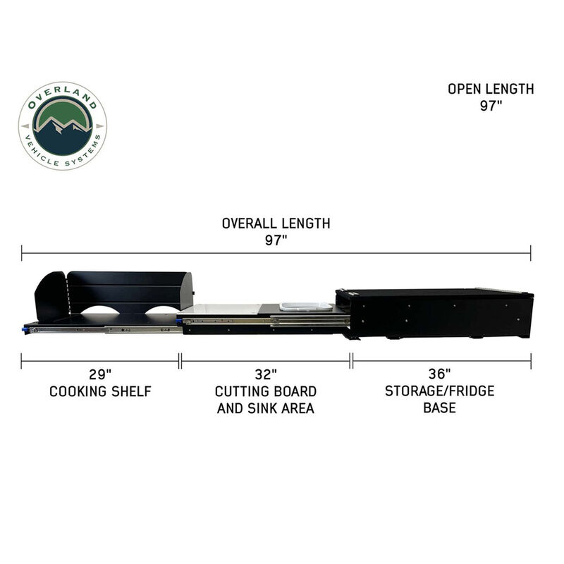 Overland Vehicle Systems Camp Cargo Box Kitchen with Slide Out Sink, Cooking Shelf, and Work Station image number 3