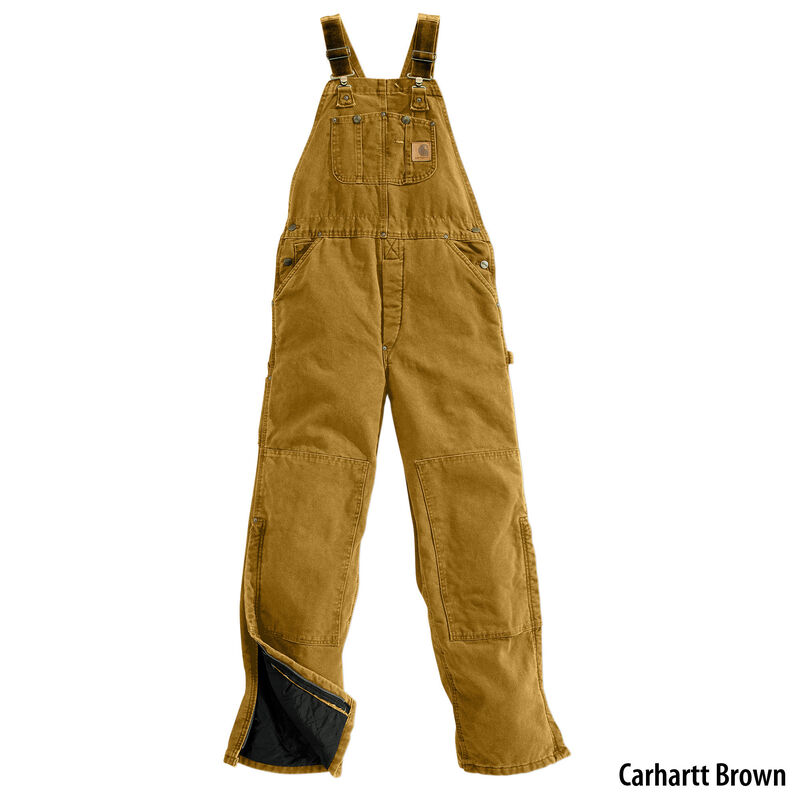 Carhartt Men's Sandstone Duck Quilt-Lined Bib Overall image number 1