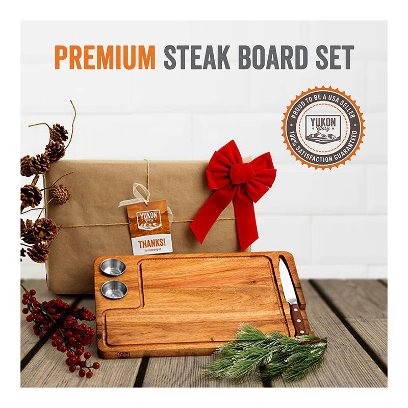 Yukon Glory Steak Board with Sauce Cups and Steak Knife image number 5