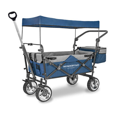 Wonderfold Outdoor S4 Push and Pull Premium Utility Folding Wagon with Canopy