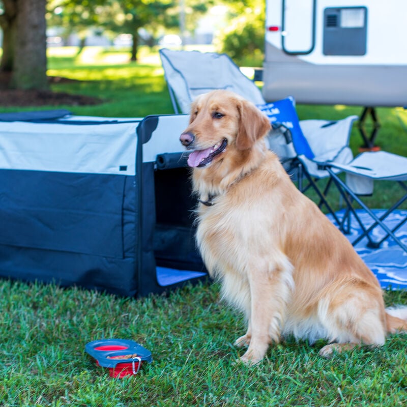Lippert Collapsible Soft Pet Crate - Large, Black/Grey image number 8