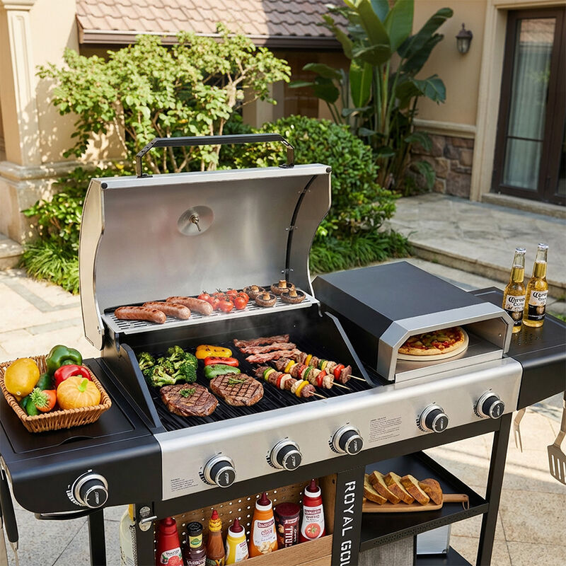 Royal Gourmet ZH3004S Premium Gas Grill & Pizza Oven Combo + Side Burner image number 2
