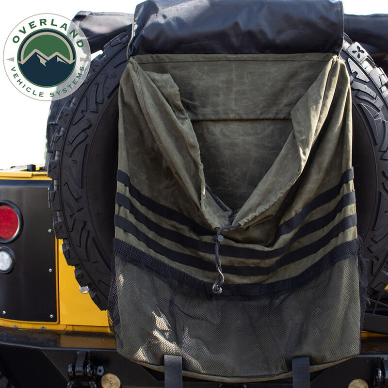 Overland Vehicle Systems Canyon Extra Large Trash Bag with Spare Tire Mount, #16 Waxed Canvas image number 8