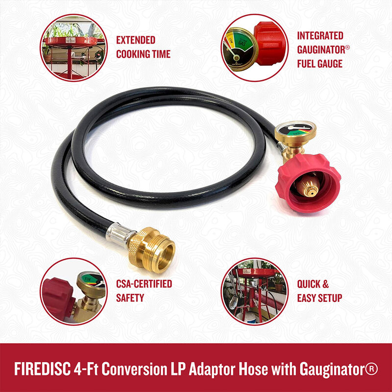 FIREDISC 4 ft. Conversion LP Adapter Hose with Gauginator image number 4