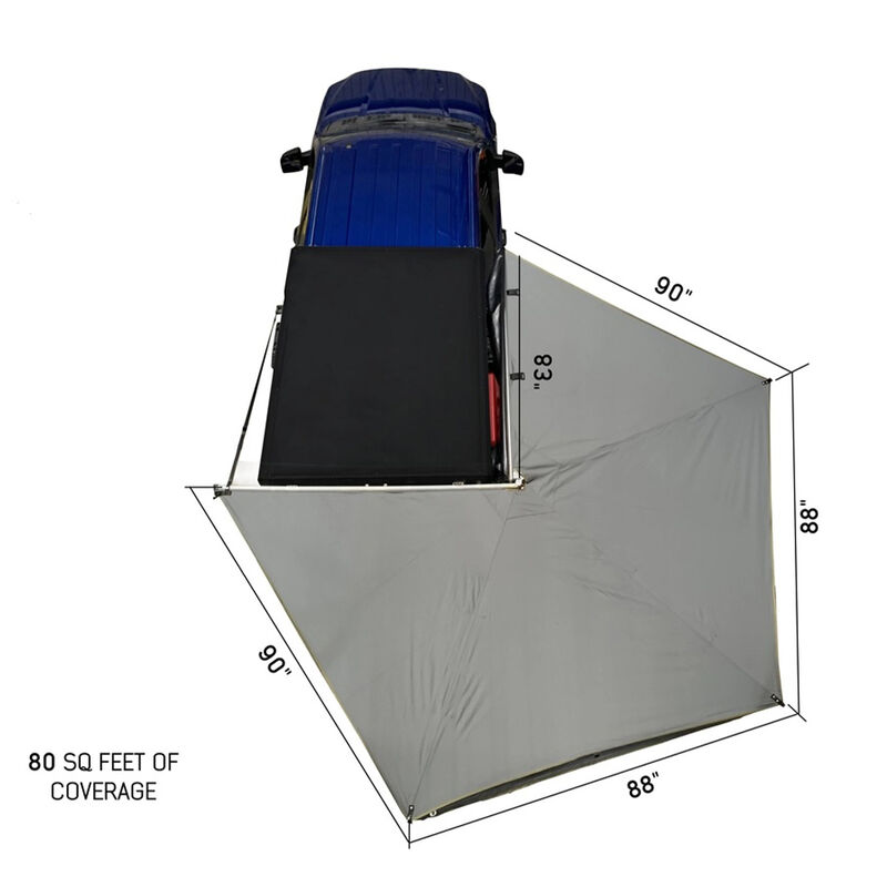 Overland Vehicle Systems Nomadic 270 LT Awning with Wall 1, 2, and Mounting Brackets, Passenger Side, Dark Gray image number 2