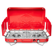 Portable 2-Burner Camping Stove Top with Integrated Igniter and Drip Tray