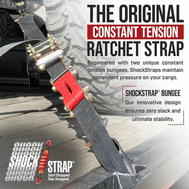 The Perfect Bungee 18' x 2" ShockStrap Ratchet Strap with Wire Hooks, 2-Pack image number 2