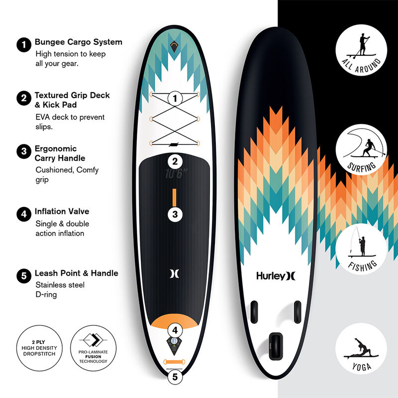 Hurley Advantage 10' 6" Outsider Inflatable Stand-Up Paddleboard Package image number 3