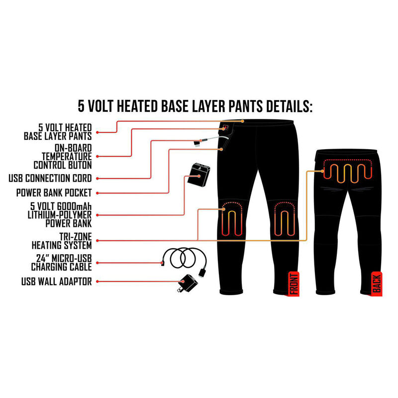 Temp360 Men's 5V Battery Heated Base Layer Pants image number 7