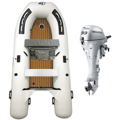 Island Hopper White Marlin 9.8' Air Floor Inflatable Sport Boat with Honda 9.9 HP Outboard with 15" Shaft