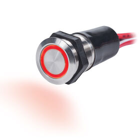 Blue Sea Systems 15A Push-Button Switch, OFF-(ON), Red LED Ring