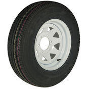 Trailer King II ST225/75 R 15 Radial Trailer Tire, 6-Lug White Spoke Rim