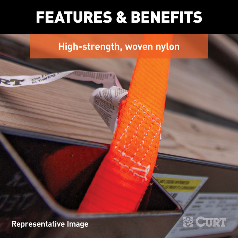 CURT 16' Orange Cargo Straps with J-Hooks, 1100 lbs., 2-Pack image number 7