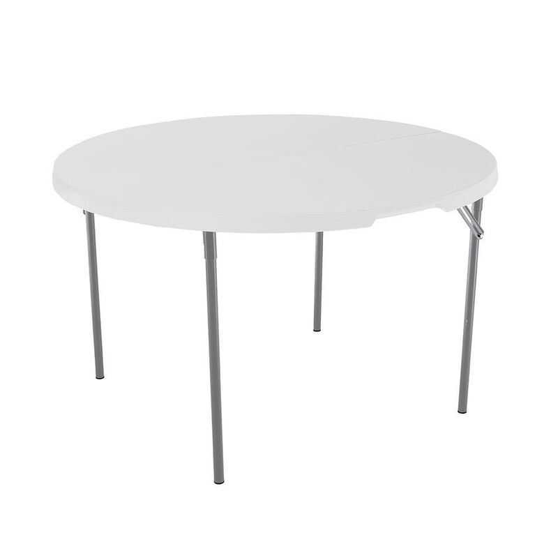 White Round Light Commercial Fold-in-Half Table, 48" image number 1