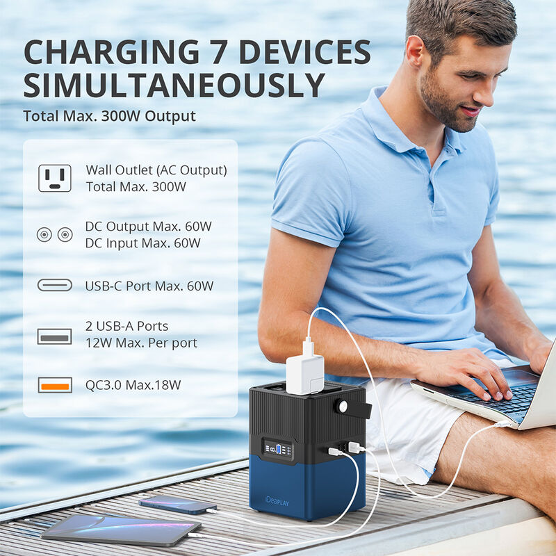 IDEAPLAY BP300 Portable Power Station, Blue image number 5