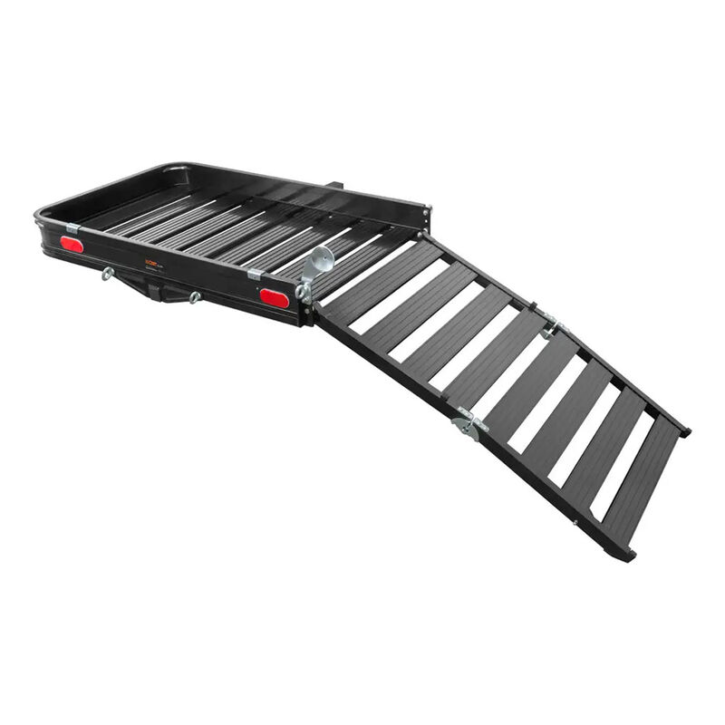 CURT 50" x 30" Black Aluminum Hitch Cargo Carrier with Ramp