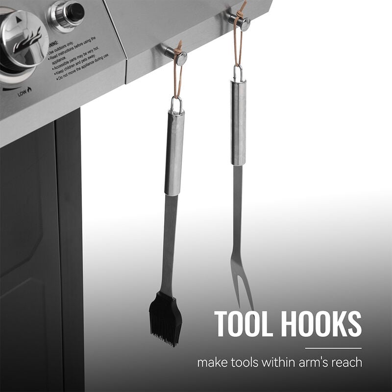 Royal Gourmet 4-Burner Propane Gas Grill with 2 Side Shelves image number 10