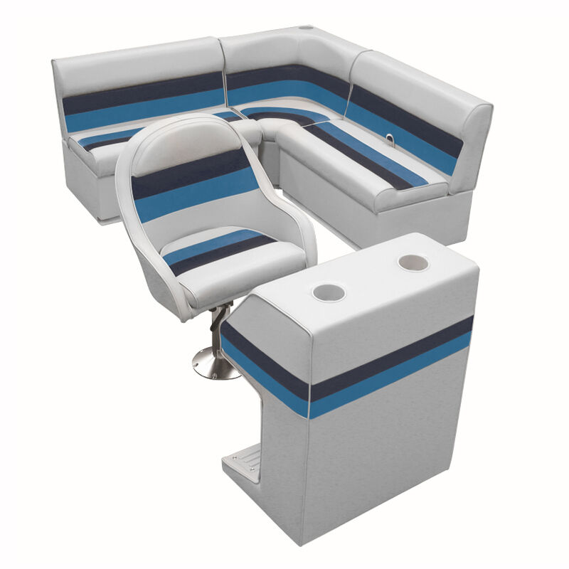 Deluxe Pontoon Furniture with Toe Kick Base - Group 2 Package, Gray/Navy/Blue image number 1