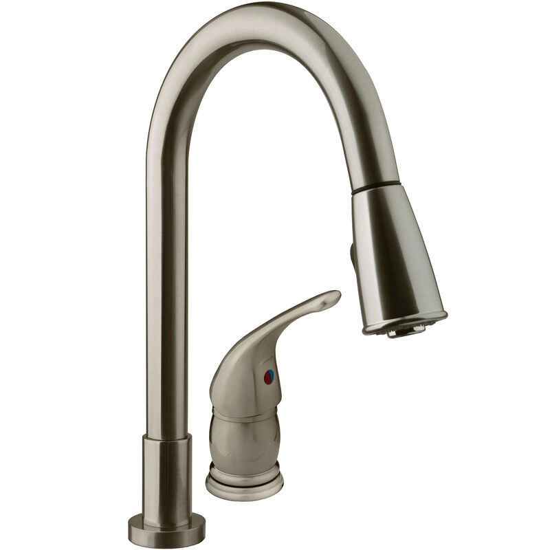 Dura Faucet Pull-Down RV Kitchen Faucet, Brushed Satin Nickel image number 1