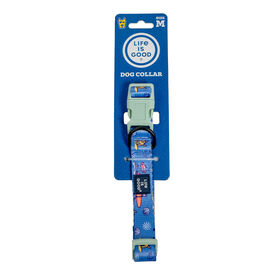 Life is Good Beach Day Dog Collar, Cornflower Blue, Medium
